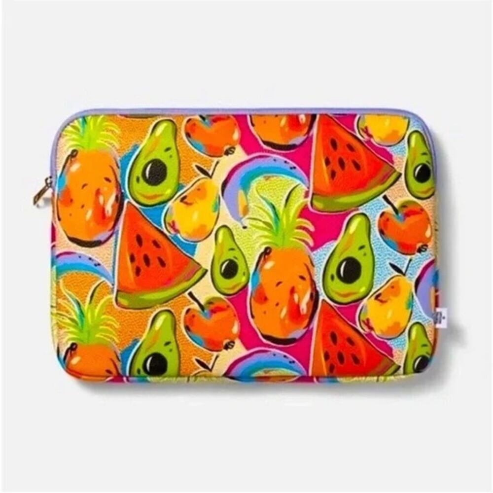 Tabitha Brown NWT 15” Tech Sleeve Zippered Laptop Case Bright Fruit Print
